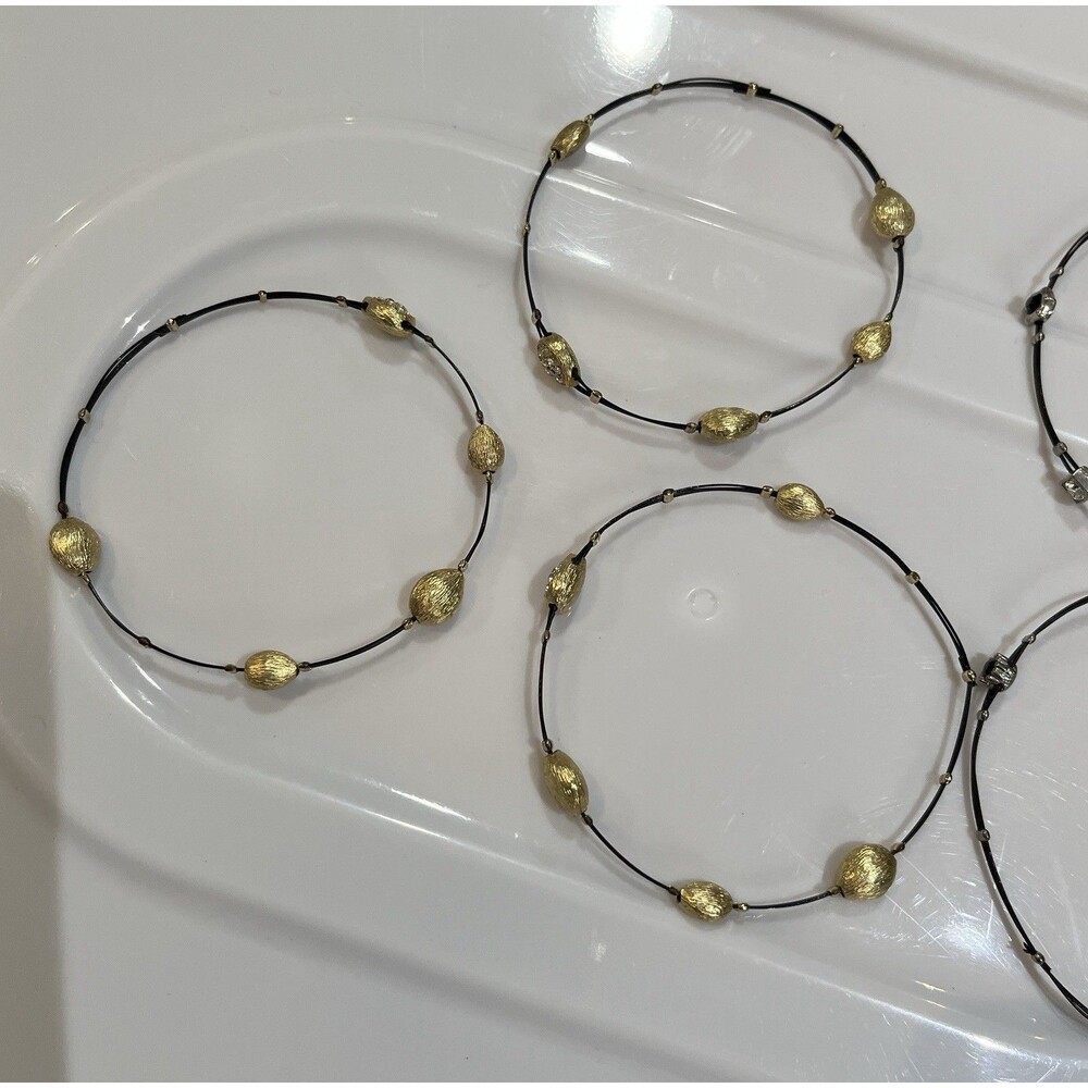 Gold and Rhinestone Black Bangle Lot Whimsygoth Punk Biker - Picture 3 of 7